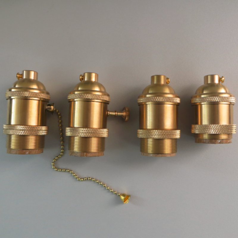 Vintage na Brass na Lamp Holder na May Dalawang Rings, Knob/Zipper Switch na 55/70mm para sa DIY na Pagkakalight
