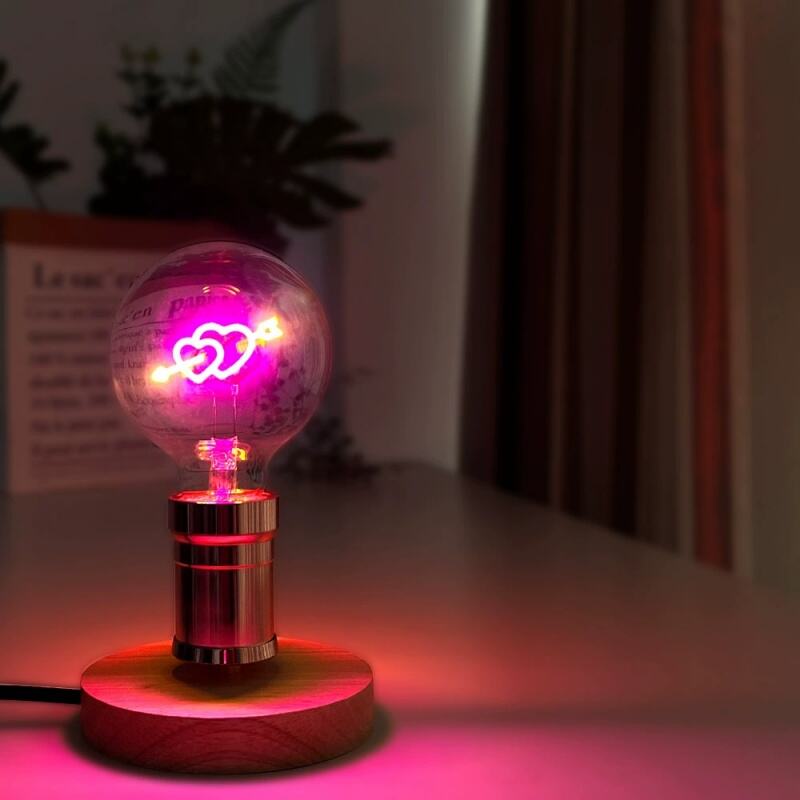Retro Artistic Decorative Heart Bulb Pink Dimmable Light 
