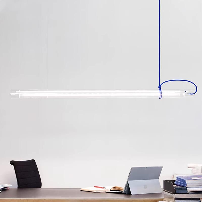 Minimalist Memphis Restaurant Chandelier Designer Study Bar Counter Glass Long Strip Lamp