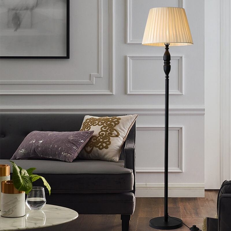 Vintage Pleated Metal Floor Lamp Foot Switch Warm White for Home Decor