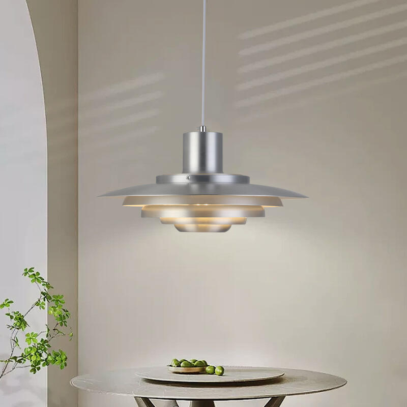 Danish Designer Multi-layer Restaurant Silver Metal LED Decorative Pendant Light