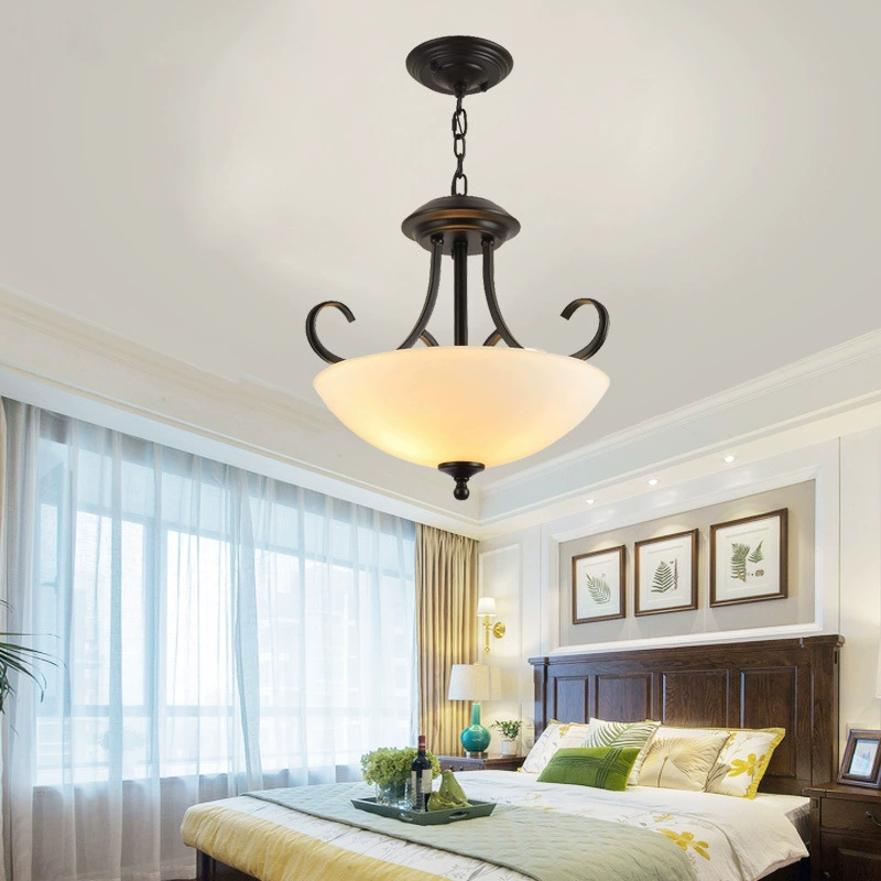 American retro iron glass chandelier for living room bedroom