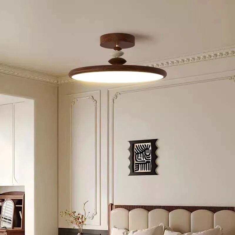 Retro Acrylic Round LED Flush Mount Ceiling Light Tri-Color Dimming