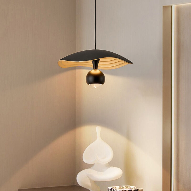 Nordic Single Head Iron Black White LED Pendant Light for Bedroom Dining Room