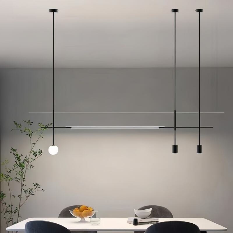 Nordic Simple Linear Strip Pendant Light Middle Iron Long Chandelier for Restaurant Company Sales Department Shop Front Desk