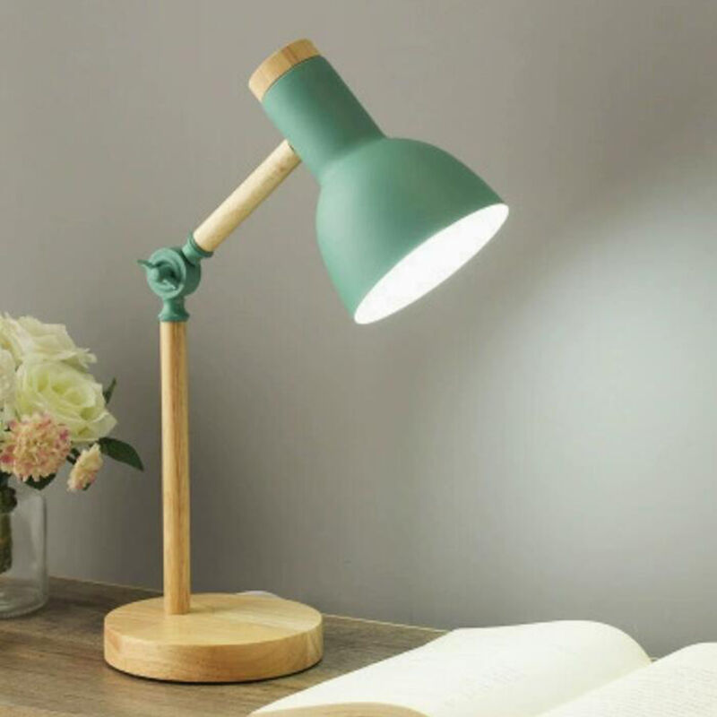 Adjustable Nordic Color LED Wood Metal Lampshade Dormitory Study Desk Lamp