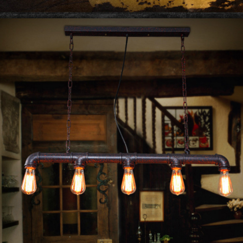 Factory Industrial Steampunk Ceiling Lamp Retro  Chandeliers 5 Light Vintage Metal Water Pipe Pendant Lamp