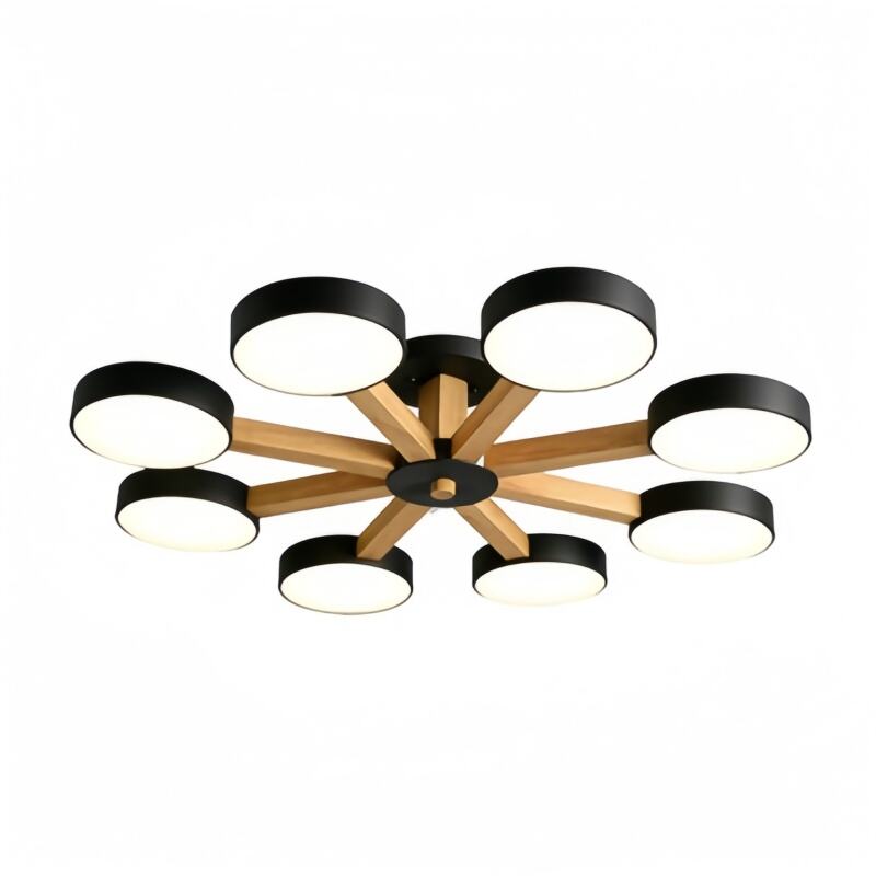 Minimalist Iron Macaron Bedroom Dining Room Chandelier Original Wood Multi-head Living Room Dining Room LED Pendant Lights