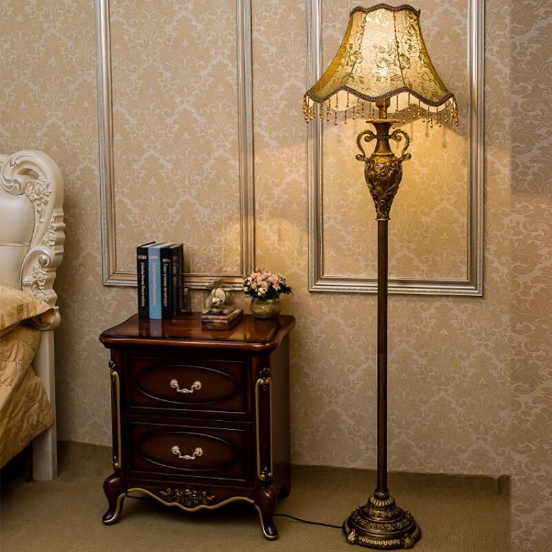 Luxury Vintage Copper Resin Floor Lamp Foot Switch Warm White for Home