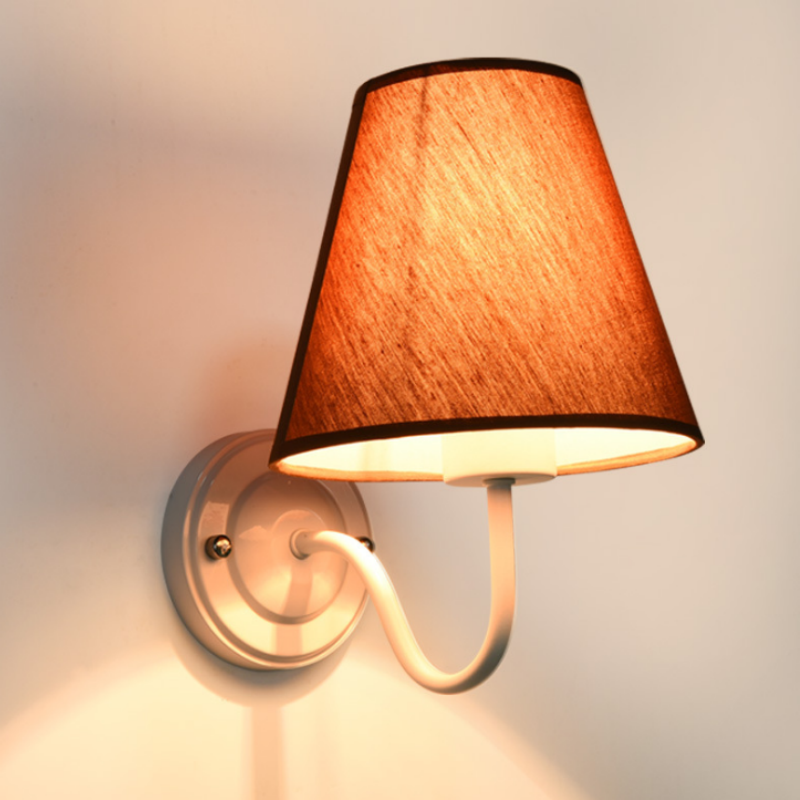 Vintage Elegant Linen Lampshade Wall Lamp for Hotel Living Room Bedroom Decor