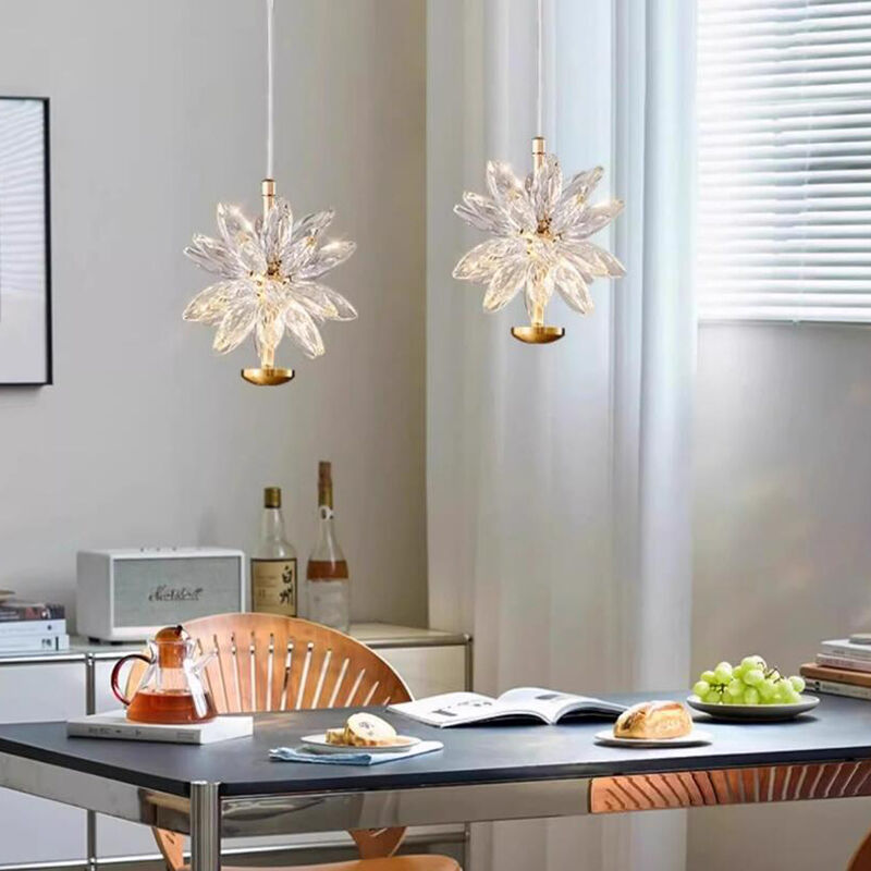 Creative Luxury Living Room Snowflake Spherical Crystal Glass LED Pendant Light