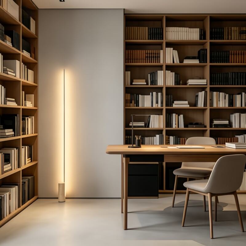 Italian Minimalist Linear LED Floor Lamp Modern Natural Travertine Base Standing Light Luxury Villa Hotel