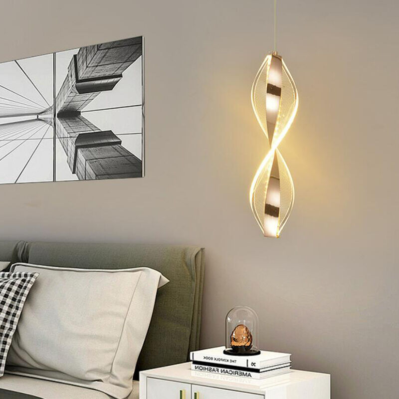 Modern Aluminum Acrylic LED Spiral Decorative Pendant for Bedroom Living Room