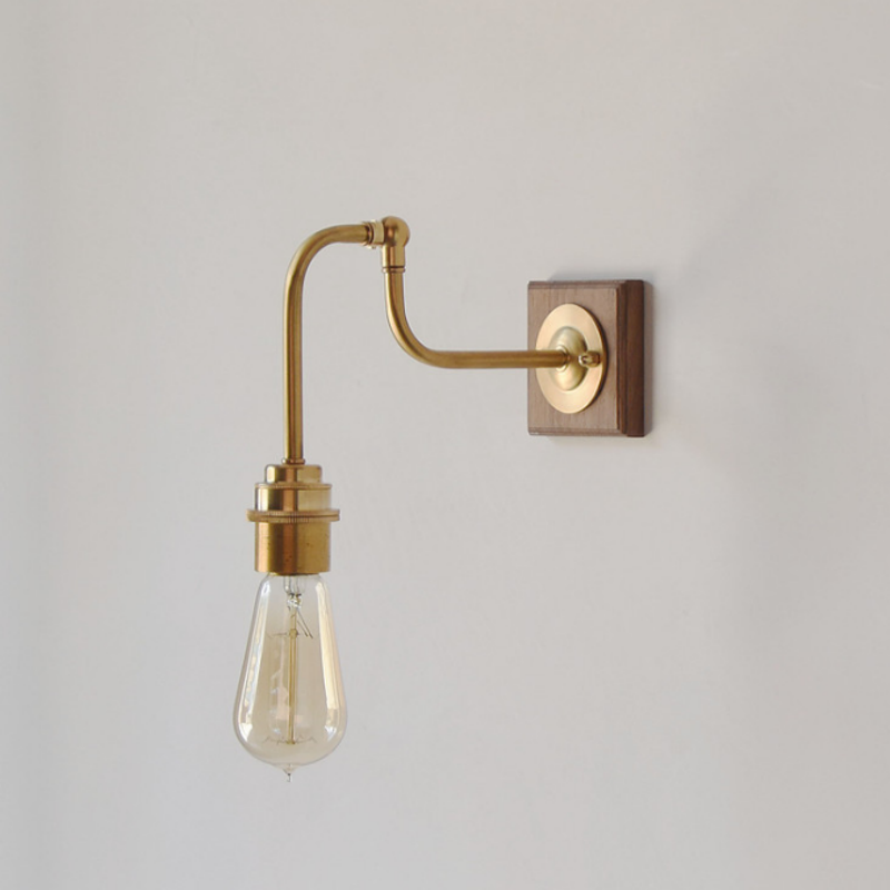 Japanese Walnut Wood Brass Wall Mount Light Retro 180 Rotating Adjustment Corridor Bathroom Bedroom Bedside Wooden Wall Lamp