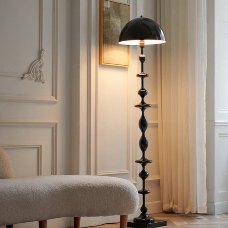 Vintage Beaded Metal Dome LED Floor Lamp for Living Room Bedroom Decor