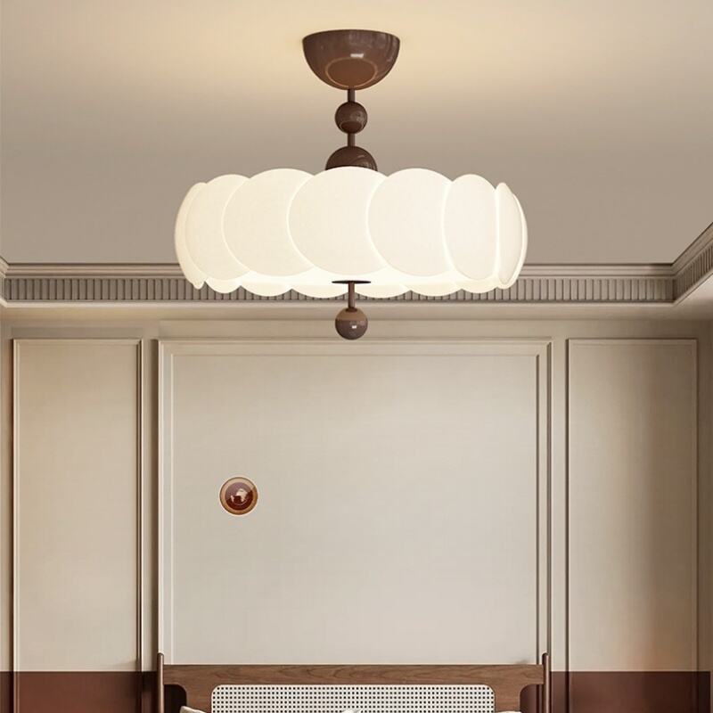 Walnut Wood Milk White LED Flush Mount Ceiling Light Tri-Color Dimming