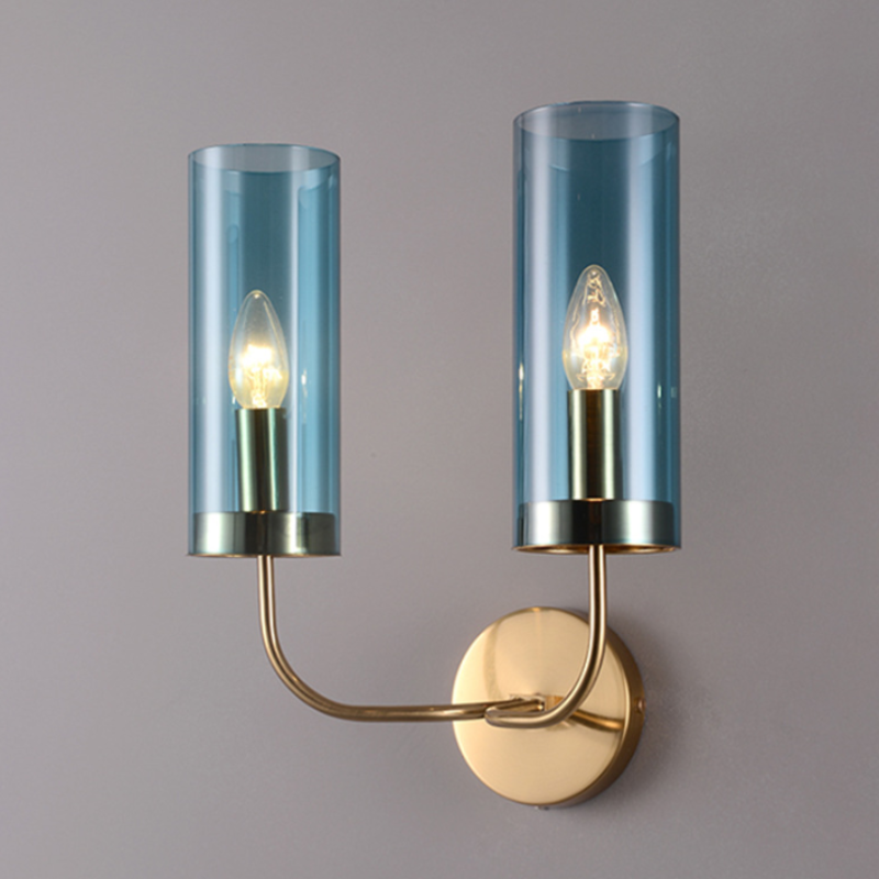 Retro kreatívna jedinečná stenová svietidlo s dvoma sklenenými sviečkami pre hotel, reštauráciu a interiérové doplnenie