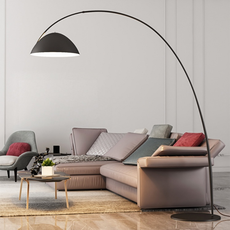 Adjustable Arc Metal Marble Base LED Floor Lamp for Living Room Sofa Side Decor