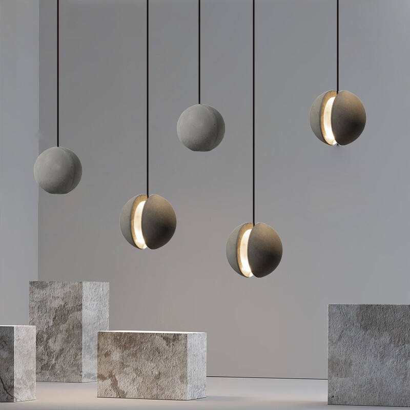 Nordic industrial-style Star Moon Globe concrete pendant light for hotels restaurants bedrooms and bars