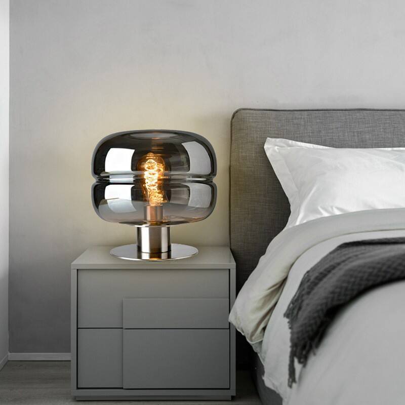 Light Luxury Creative Glass Lampshade Metal Base INS Style Decorative Table Lamp