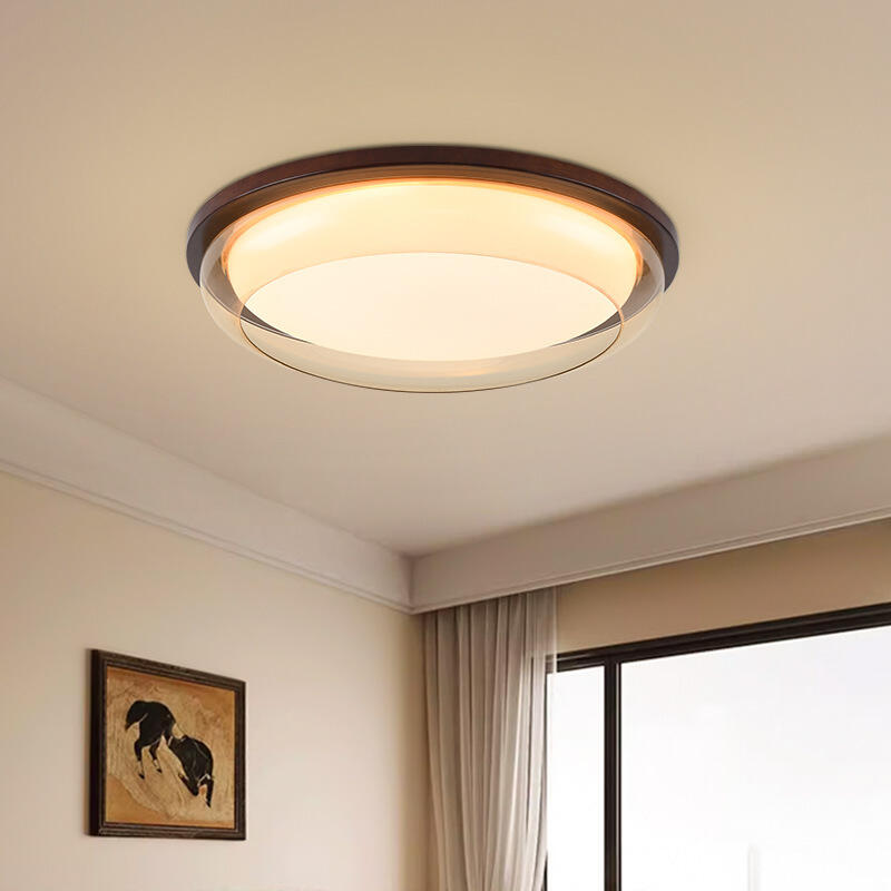 Full spectrum bedroom light ceiling light designer creative circular room light walnut color study master bedroom light