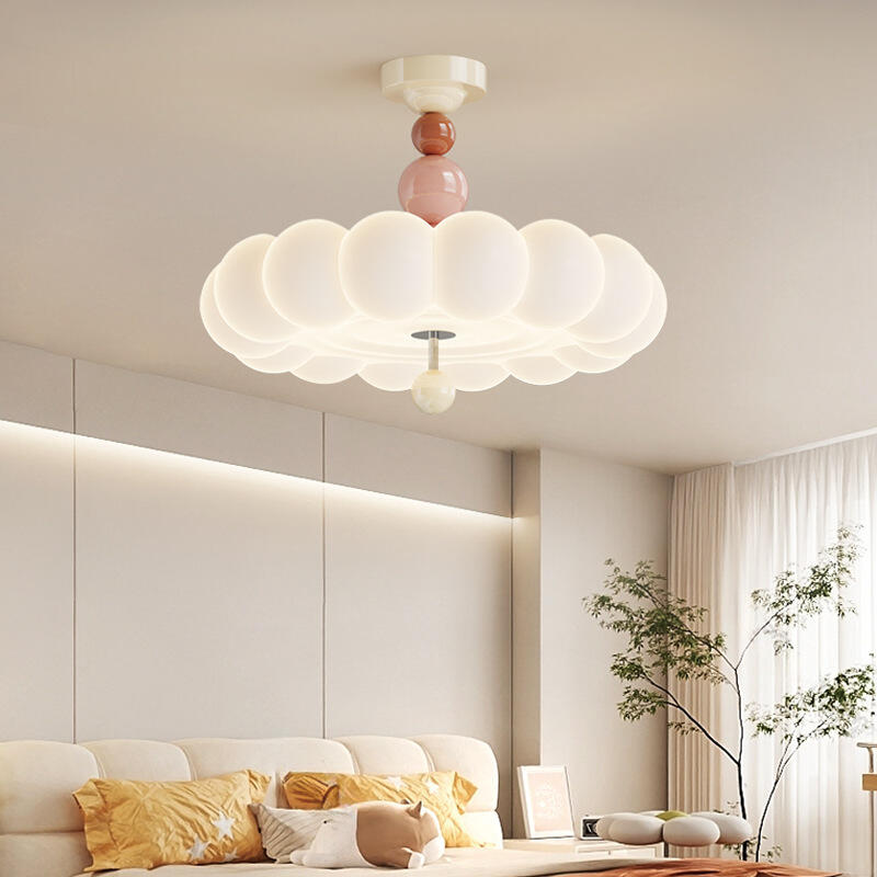 Cream style creative flower ceiling light for eye protection warm and romantic children's room ceiling light