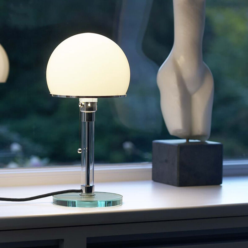 Danish Medieval Style Bedroom Bedside Bauhaus Glass Base Ball LED Table Lamp