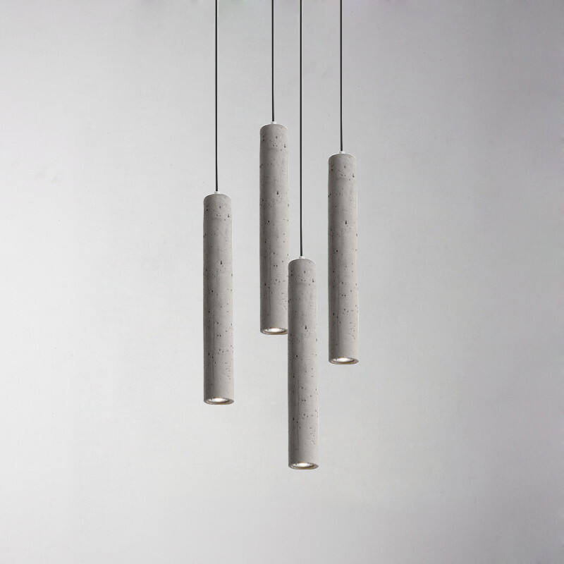 Nordic industrial-style concrete pendant light long tubular pendant light for bar café restaurant and bedroom