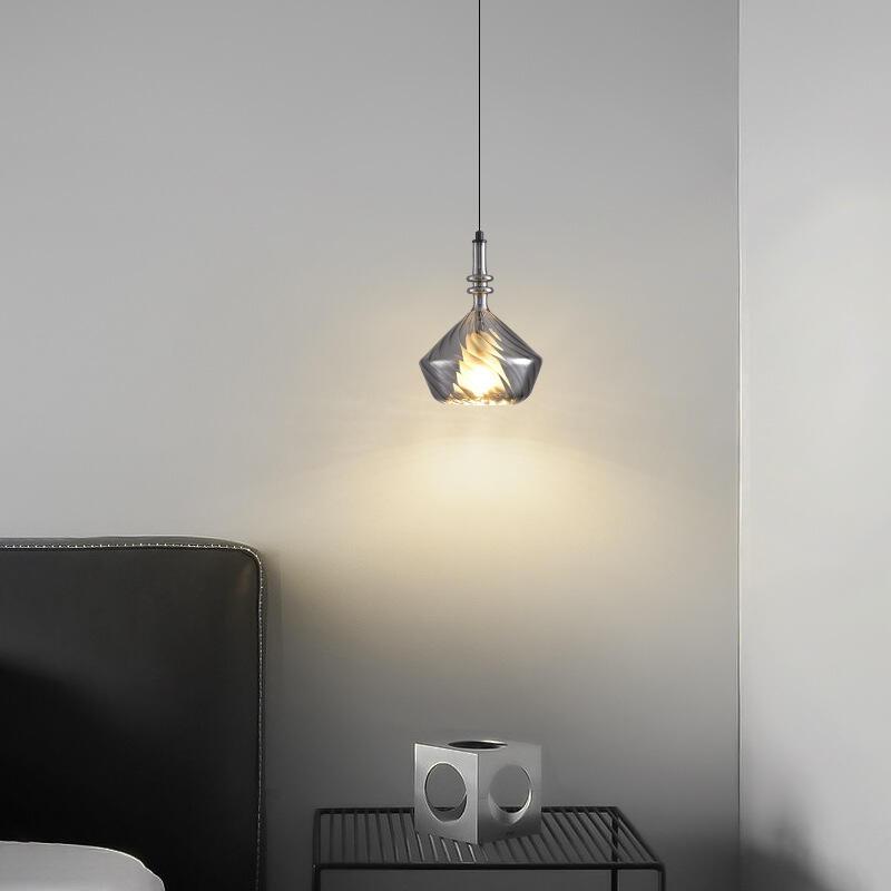 Nordic Black Transparent Glass Silver Metal Indoor LED Decorative Pendant Light