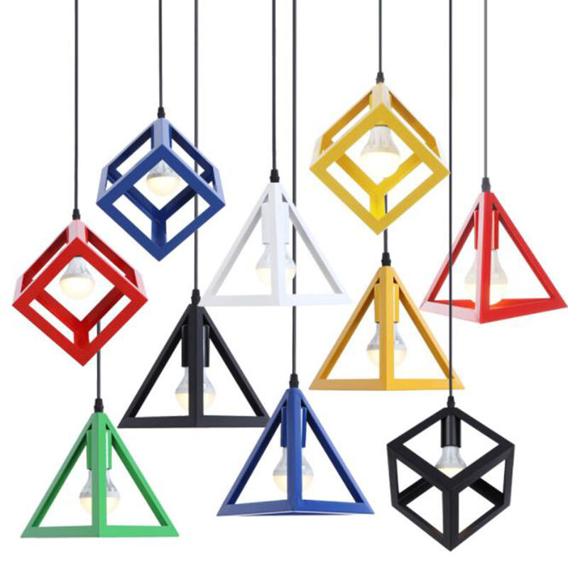 Industrial Retro Colorfull Metal Hollow Square bar Restaurant Hanging Lighting