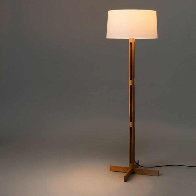Minimalist Walnut Wood Tripod Floor Lamp LED Warm White for Living Room Bedroom