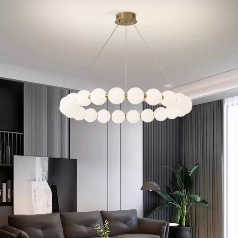Minimalist Pearl Necklace Chandelier for Hotel Living Room Dining Room Bedroom Decor