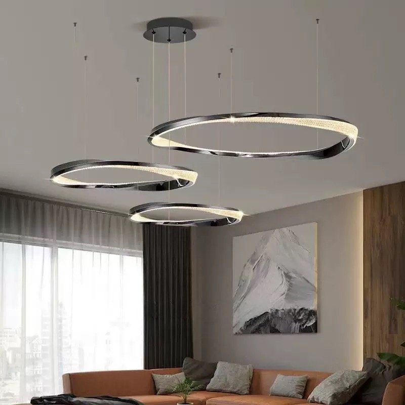 Italian Light Luxury Minimalist Crystal Ring Pendant Light for Hotel Home Decor