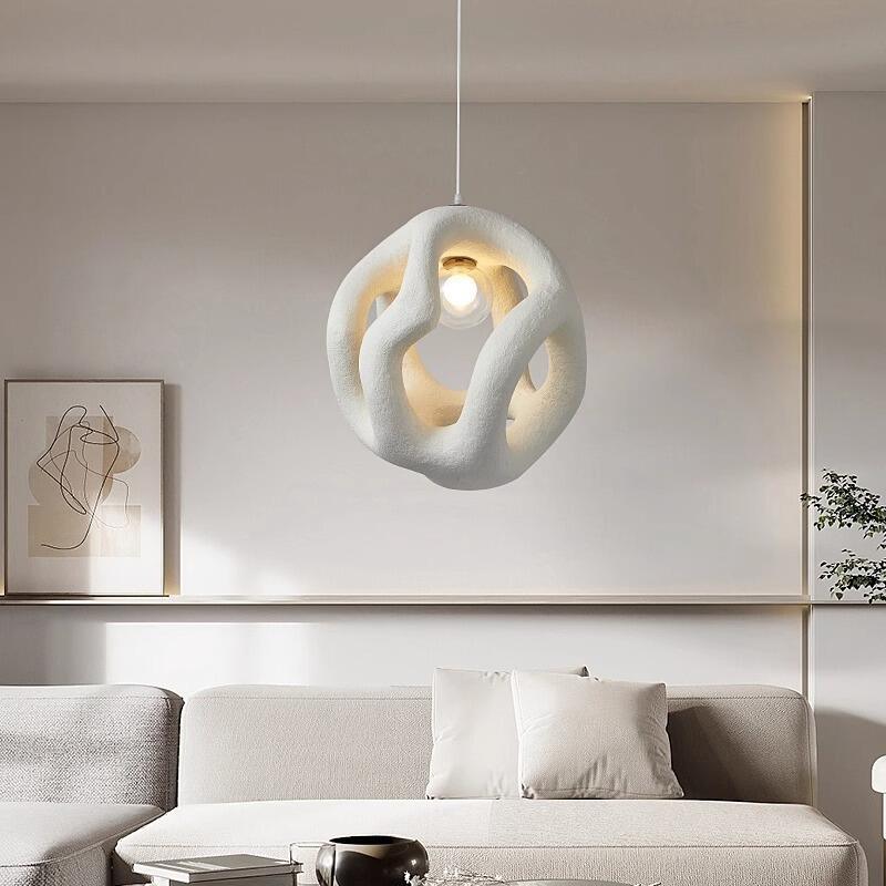 Artistic minimalist hollow design polystyrene pendant light for living room dining room