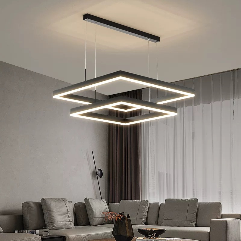 Nordic Modern Minimalist Square Pendant Light for Hotel Restaurant Decor