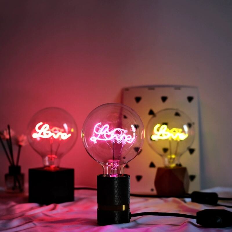 G125 Yellow/Pink/Red Light LED Bulb Neon LOVE  Letter Bulb Dimmable Light