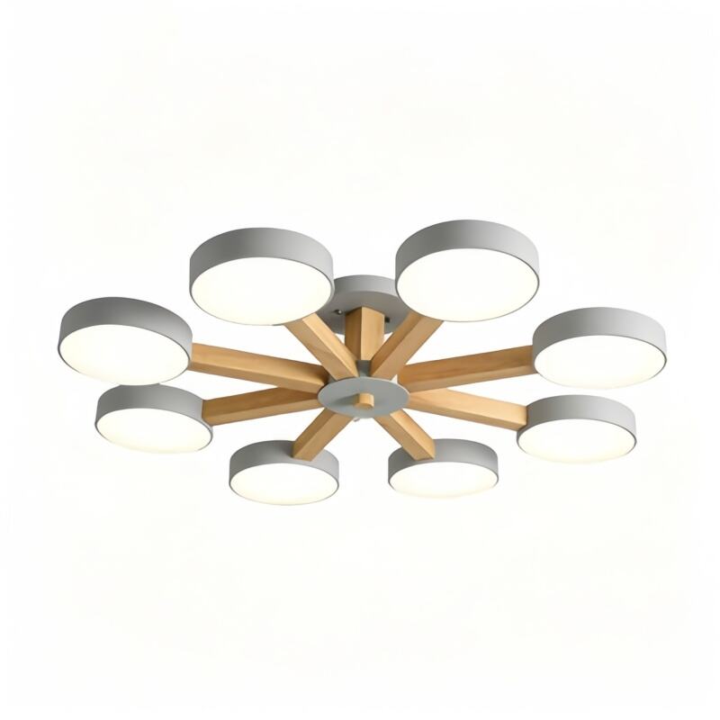 Minimalist Iron Macaron Bedroom Dining Room Chandelier Original Wood Multi-head Living Room Dining Room LED Pendant Lights