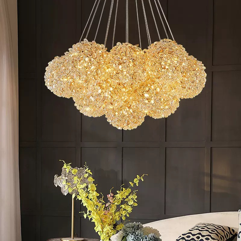 Modern Creative Crystal Ball Chandelier for Living Room Stairway Dining Room Bedroom