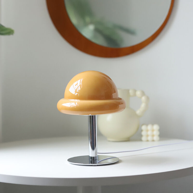 New Nordic Atmosphere Glass Colored Mushroom Cute Style Living Room Desk Lamp