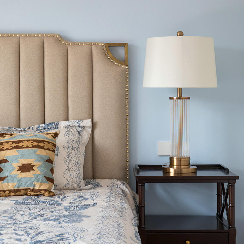 Modern Iron Art Light Luxury Fabric Bedroom Living Room Decorative Desk Lamp