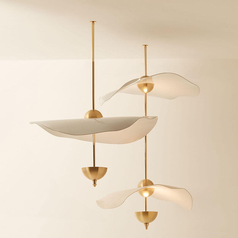 Nordic Modern Restaurant Gold Single Double Layer White LED Petal Pendant Light
