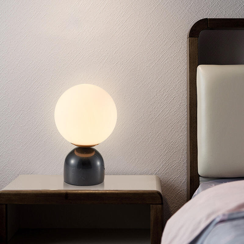 Nordic Minimalist Marble Glass Spherical LED Small-sized Decorative Desk Lamp