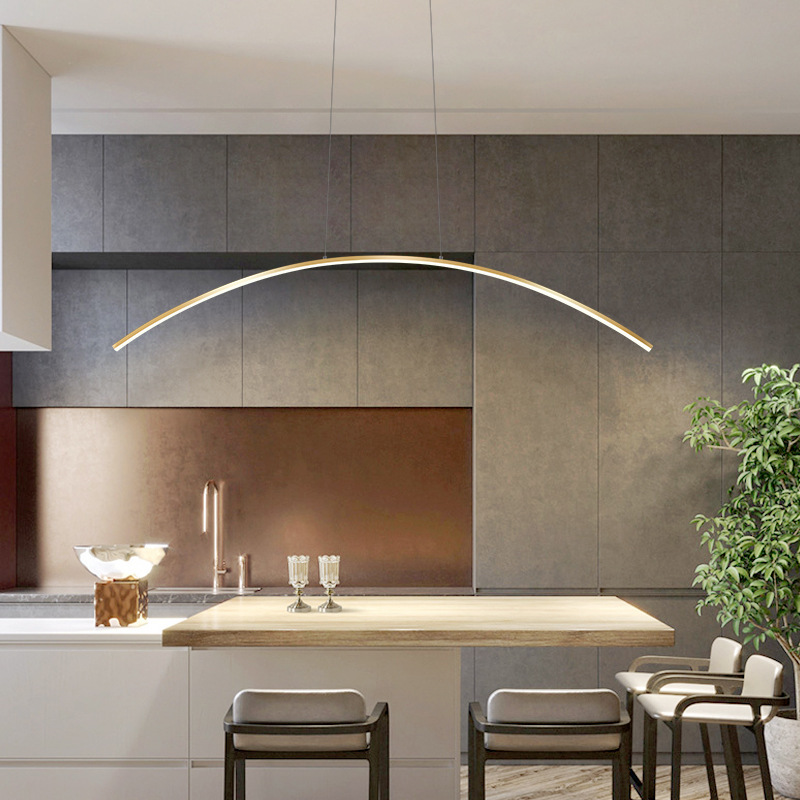 Nordic Minimalist Arc Light Pendant Chandelier Gold Hight Adjustment Pendant Light