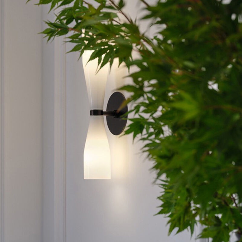 Brass Double Cone Wall Lamp Minimalist Frosted Glass Indoor LED Lighting