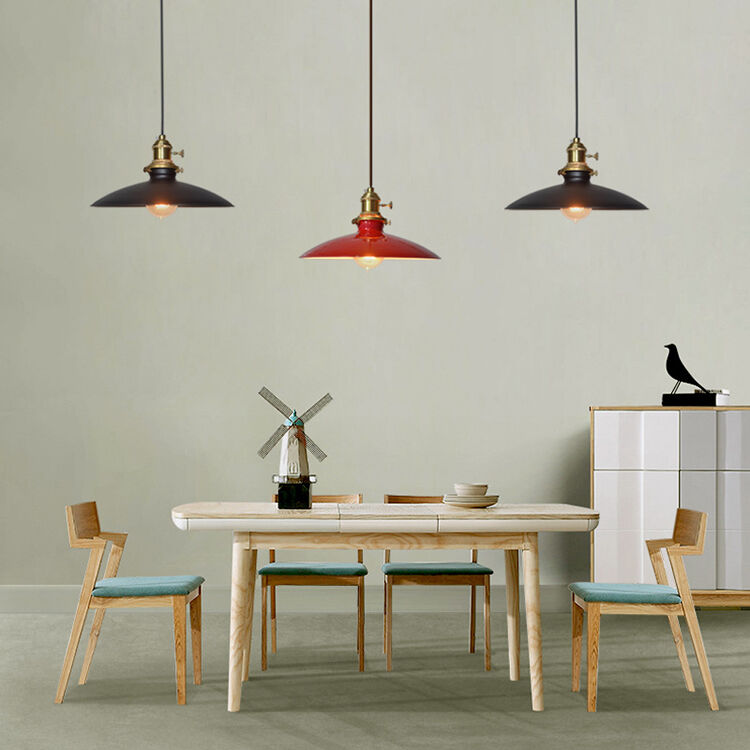 Vintage Simple Black Iron Pendant Light Home Decor Metal Shell Luminaire Hanging Light