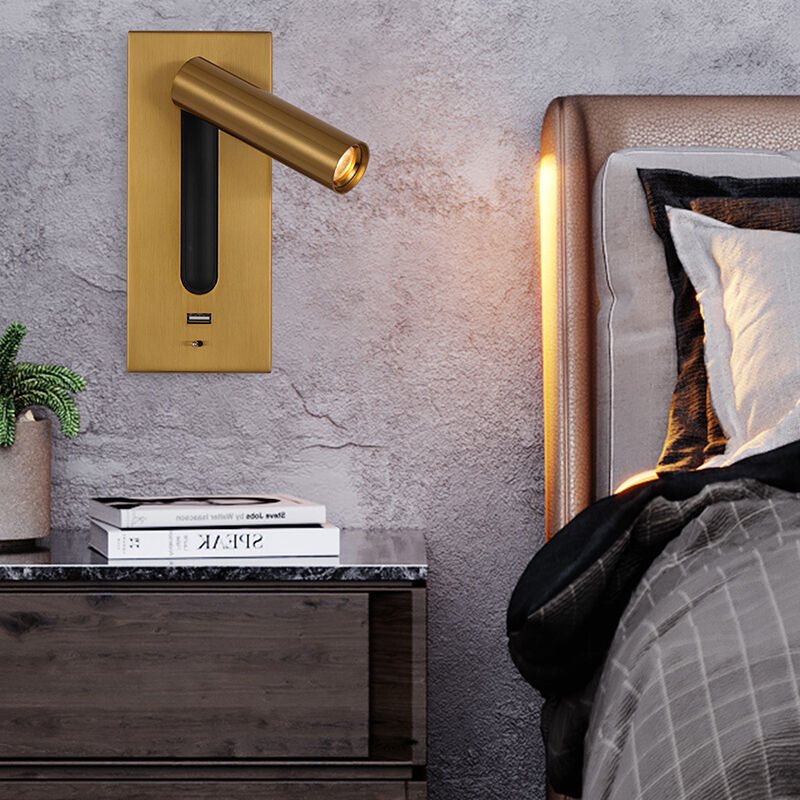Home Bedside Embedded LED Wall Light Bedside Adjustable Flexible USB Recessed Reading Spotlight