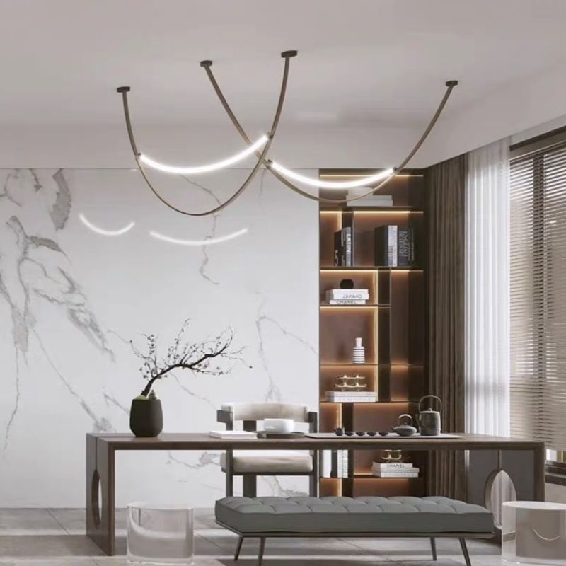 Modern Minimalist Belt Chandelier Home Advanced Sense Hall Designer Front Desk Duplex Building Middle Floor Pick Empty