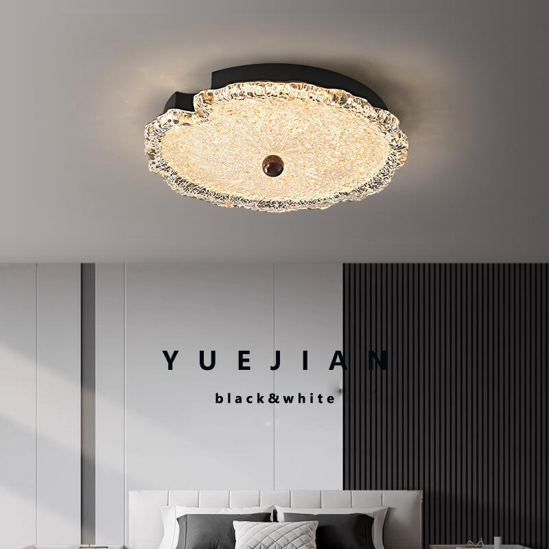 French Vintage Bedroom Ceiling Light Luxury Gold Foil Lotus Leaf Design Living Room Study Ceiling Light