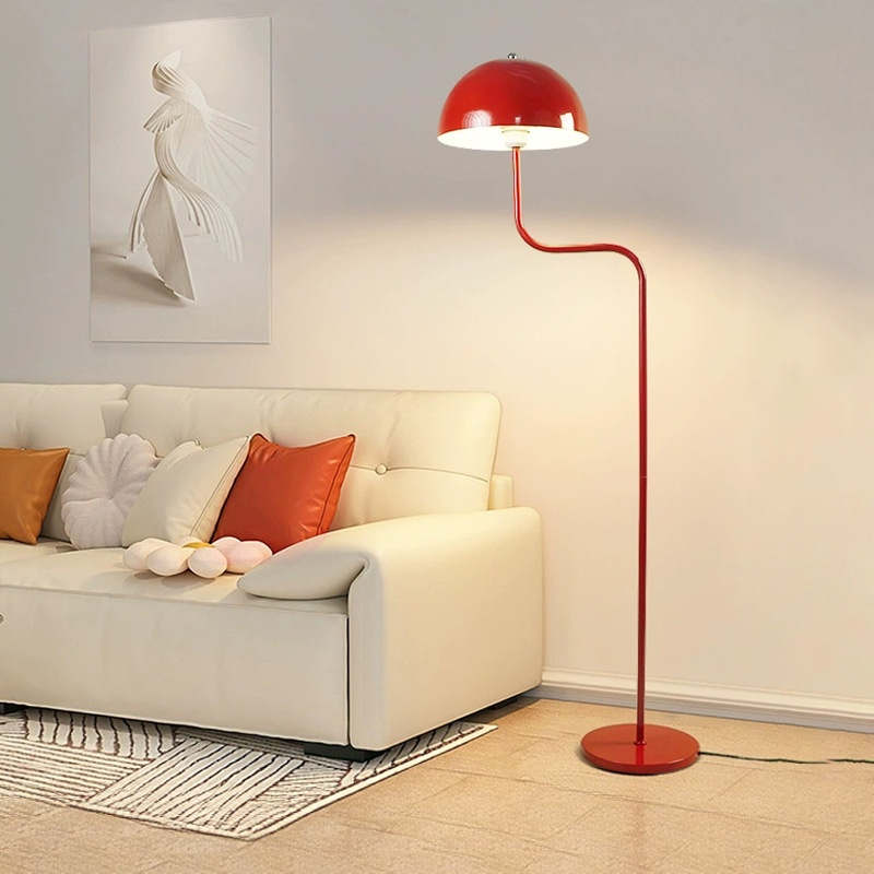 Curved Stem Mushroom Metal LED Floor Lamp for Living Room Bedroom Corner Decor