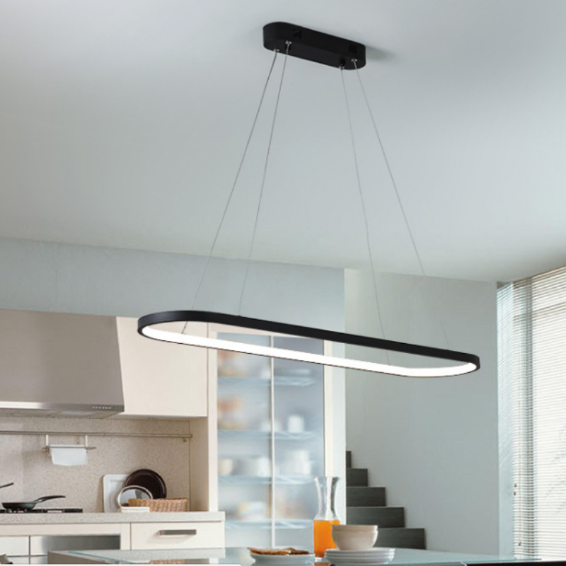 Modern Geometric Oval Acrylic LED Pendant Lamp Aesthetically Pleasing White 4000K LED Chandeliers for Office Front Desk